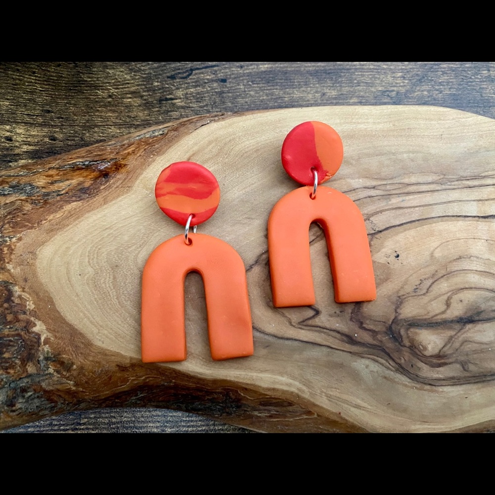 Handmade Clay Earrings - Fire & Ice Series - Picture 3 of 11
